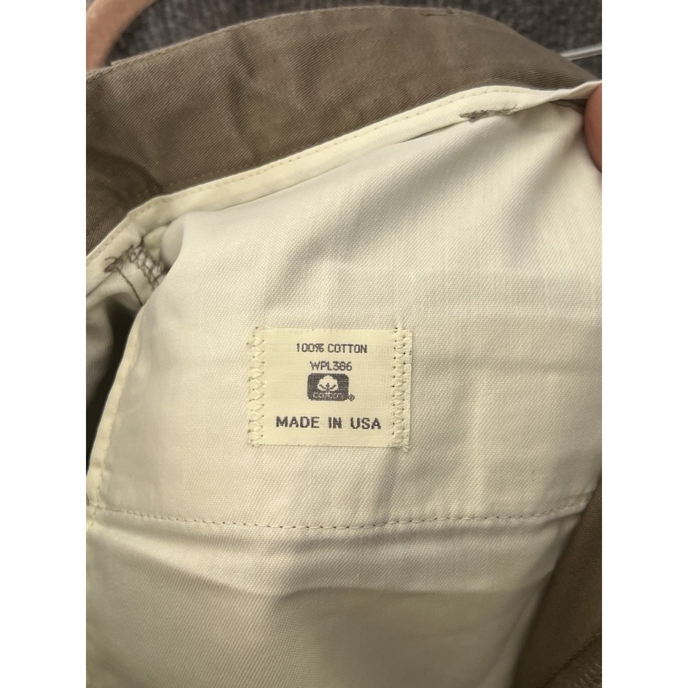 Vintage Haggar Casuals Pleated Chino Pants Men Sz 34x32 Brown Cotton Pockets USA - Picture 3 of 10